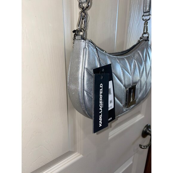 Karl Lagerfeld Lafayette Quilted Demi Crossbody Bag Bag With Chain Strap & Adjus - Picture 10 of 13